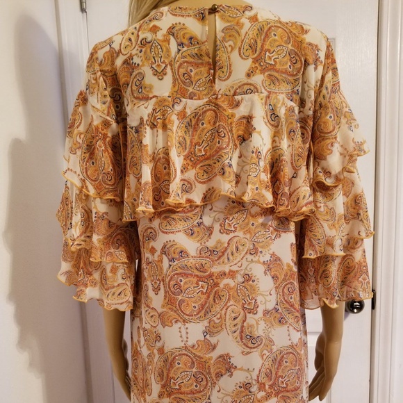PAISLEY SCARF TIERED BOHO GYPSY DRESS SIZE XS - Picture 3 of 7